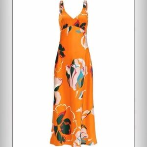 Reformation Daytona Silk Dress, Orange